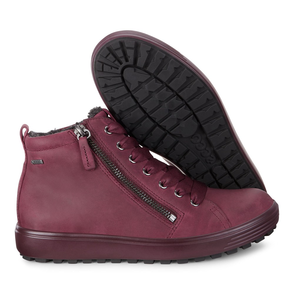 ECCO Womens Sneakers Burgundy - Soft 7 Tred Gtx Hi - QES-592480